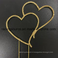 Blingbling Double Heart Picks Sparkly Wedding Cake Topper pour la décoration de gâteau